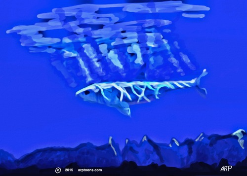 Cartoon: UNDER WATER (medium) by tonyp tagged arp,sharks,under,water,arptoons