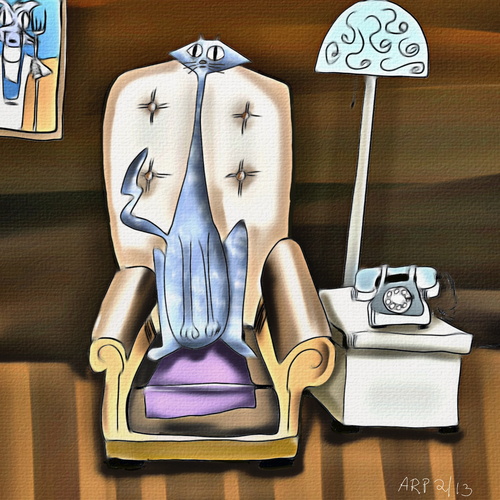 Cartoon: waiting for call (medium) by tonyp tagged art,cat,arp,tonyp