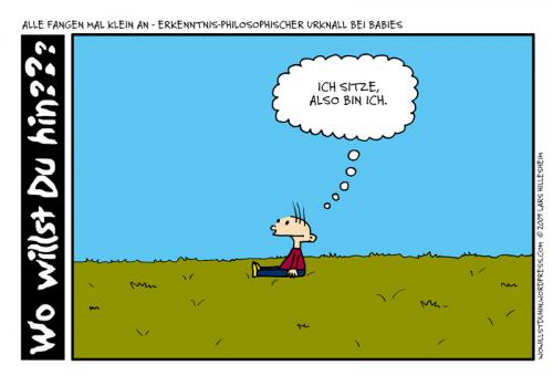 Cartoon: Philophischer Urknall bei Baby (medium) by The Ripple Brook tagged baby,sitzen,erkenntnis,urknall