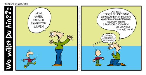 Cartoon: Ups! Erwartungen! (medium) by The Ripple Brook tagged baby,laufen,sprechen,erwartungen,macox,kant,schlegel