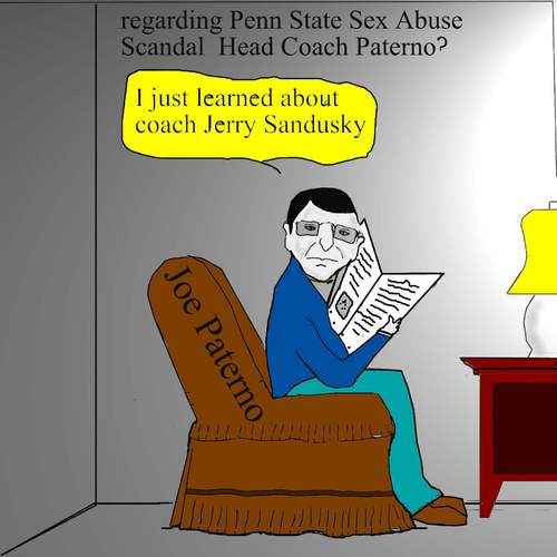 Cartoon: Penn State U. ex Coach Paterno (medium) by Cocotero tagged sports,sexabuse,americanfootball