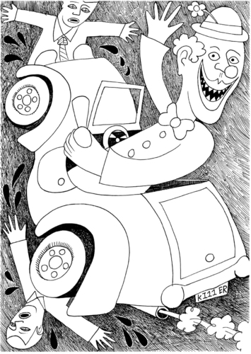 Cartoon: Cars dont kill (medium) by baggelboy tagged clown,car