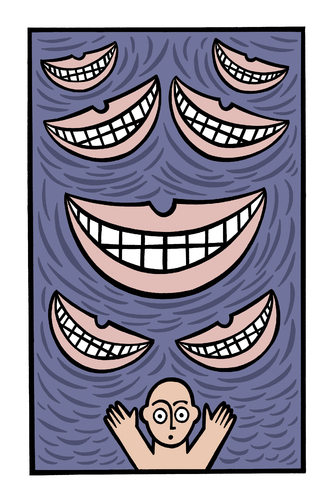 Cartoon: The univers of evil grins (medium) by baggelboy tagged smile,grin,run,escape