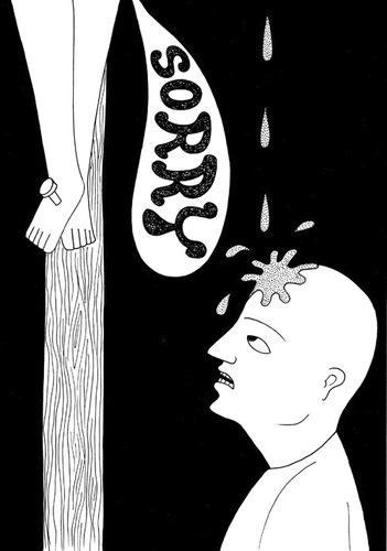 Cartoon: Whoops (medium) by baggelboy tagged crusifiction,blood,drip
