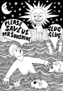 Cartoon: At the end of a darker day. (small) by baggelboy tagged sun,sink,swim,die,dark,moon,stars,night