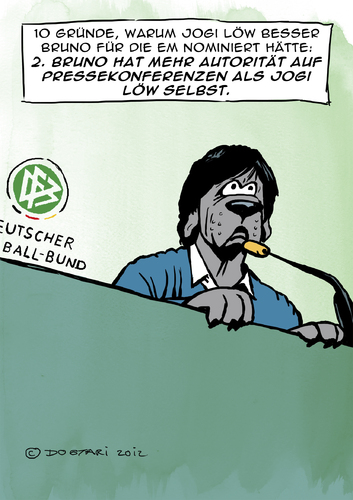 Cartoon: Bruno muss zur EM Teil 2 (medium) by dogtari tagged em,2012,bruno,dogge,hund,jogi,löw,bundestrainer,keeper