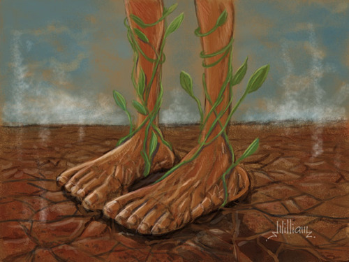 Cartoon: Nature seeking passage (medium) by William Medeiros tagged nature,plant