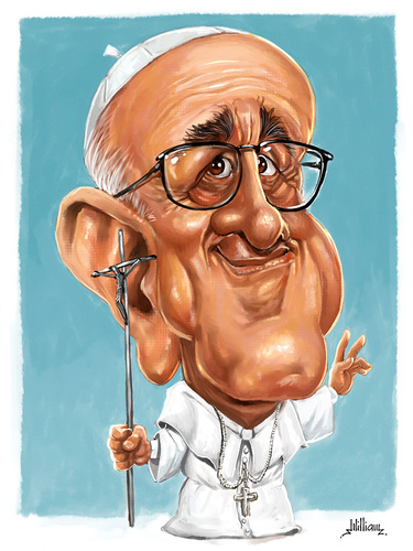 Cartoon: Francisco I (medium) by William Medeiros tagged pope,papa,francisco