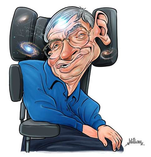 Cartoon: Stephen Hawking (medium) by William Medeiros tagged scientists,intelectuals,genious,caricature