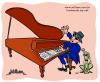 Cartoon: Blind pianist (small) by William Medeiros tagged pianist blind dog music piano 