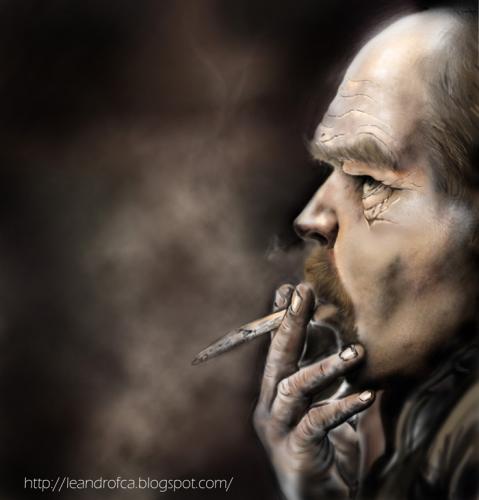 Cartoon: Mendigo Fumando (medium) by leandrofca tagged caricature,arte,illustration