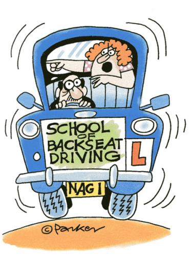 Cartoon: Back seat driver. (medium) by daveparker tagged driving,school,nagging,back,seat,driver,