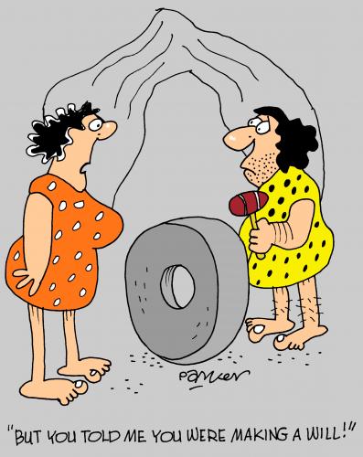 Cartoon: Early days. (medium) by daveparker tagged cavemen,wheel,will