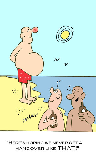 Cartoon: Hangover! (medium) by daveparker tagged seashore,drinkers,hangover