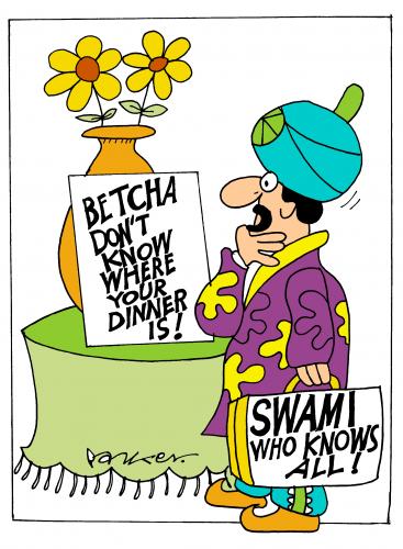 Cartoon: Know it all. (medium) by daveparker tagged swami,dinner,somewhere