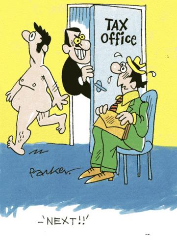 Cartoon: Tax office blues. (medium) by daveparker tagged tax,office,naked,man,