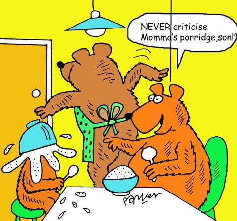 Cartoon: Three bears breakfast (medium) by daveparker tagged three,bears,porridge,upset,mother,bear