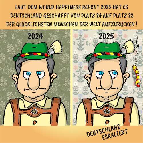 Cartoon: World Happiness Report 2025 (medium) by eisi tagged world,happiness,report,2025,glücliches,deutschland