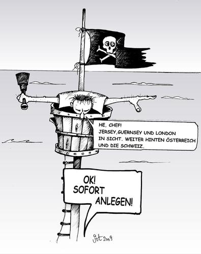 Cartoon: Finanzfreibeuter auf der Suche (medium) by Jot tagged steueroasen