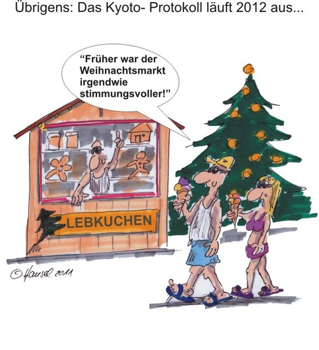 Cartoon: Warme Weihnacht (medium) by Hansel tagged kyoto,weihnachtsmarkt,klimakatastrophe,hansel