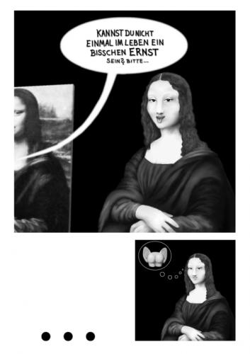 Cartoon: Monalisas dunkle Seite (medium) by papiertiger tagged monalisa,answer,smile,cartoonrookiework