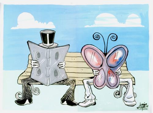 Cartoon: Butterfly (medium) by juniorlopes tagged cartoon,,presse,zeitung,magazin,lesen,nachrichten,information,fakt,emotional,klatsch,tratsch,neutral,parteiisch,opportunismus,aktuell,wirtschaft,börse,feuilleton,massenmedie,sozial,gesellschaft,interesse,ernst,kritisch,schmetterling,philosophie