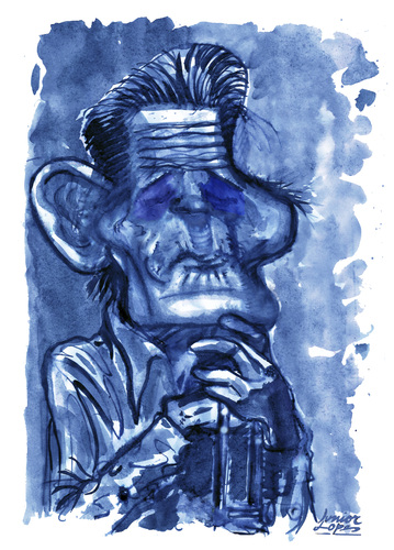 Cartoon: Chet Blue (medium) by juniorlopes tagged chet,baker,jazz,chet,baker,jazz