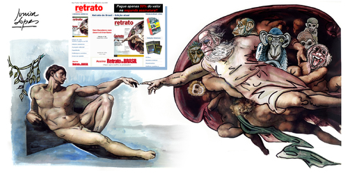 Cartoon: Magazine cover (medium) by juniorlopes tagged darwin,michelangelo
