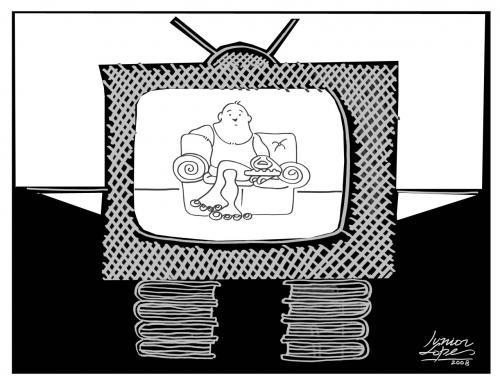 Cartoon: Television Man (medium) by juniorlopes tagged cartoon,illustration