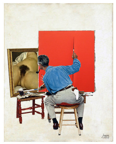 Cartoon: Three genious (medium) by juniorlopes tagged rockwell,fontana,courbet,rockwell,fontana,courbet