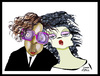 Cartoon: Tim Burton Helena Bonham Carter (small) by juniorlopes tagged tim,burton,helena,bonham,carter