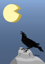 Cartoon: Full cheese (small) by LeeFelo tagged raven,cheese,howling,full,moon,black,hungry,rock,stone,feather