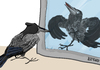 Cartoon: narcissistic crow (small) by LeeFelo tagged mirror,crow,hooded,narcissistic,narcissism,gray,reflection