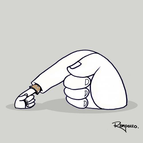 Cartoon: 2hands (medium) by Marcelo Rampazzo tagged hands,hand,hände,zeigen,zeigefinger,doppelt,verdoppelt