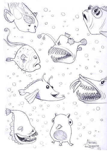 Cartoon: Abissais (medium) by Marcelo Rampazzo tagged abissais,fish,sketches,illustration,tiere,meer,fische