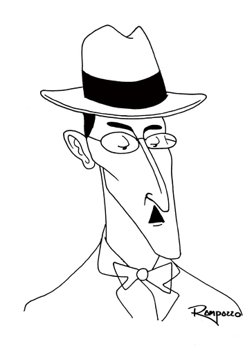 Cartoon: Fernando Pessoa (medium) by Marcelo Rampazzo tagged fernando,pessoa,illustration,mann,hut,fernando pessoa,fernando,pessoa