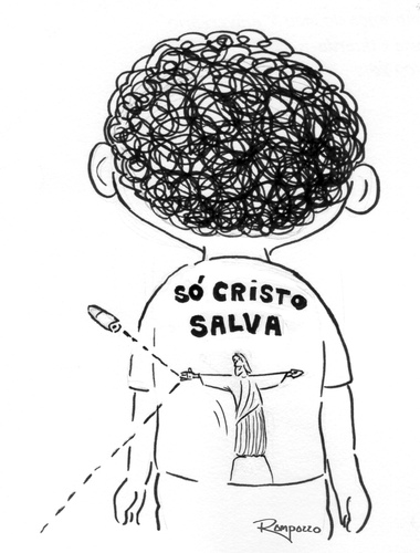 Cartoon: Only Christ Save (medium) by Marcelo Rampazzo tagged narcotrafic,die,childrens,violence,christ,save,childrens,die,narcotrafic,violence,christ,save