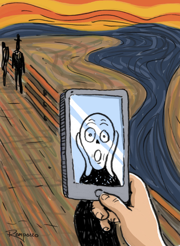 Cartoon: Smile (medium) by Marcelo Rampazzo tagged screen,munch,picture,selfie,history,art,munch,screen,art,history,selfie,picture