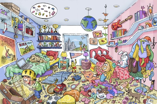 Cartoon: The room (medium) by Marcelo Rampazzo tagged room,teen,room,teen