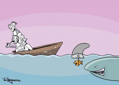 Cartoon: Who scared ? (medium) by Marcelo Rampazzo tagged who,scared,,boot,wasser,meer,ausflug,hai,fisch,gefahr,flosse,haiflosse,ärgern,verarschen,ernst,lustig,spaß,angst,furcht,menschen,natur,narr,spiel,jagen,schadenfreude,karma