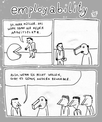 Cartoon: employability (medium) by Florian France tagged employability,beruf,passgenauigkeit,cartoon,wer,hätte,es,geglaubt,geheime,botschaften,verborgen,in,tag,listen