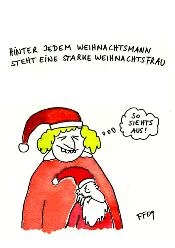 Cartoon: La mere Noel (medium) by Florian France tagged weihnachten,xmas,nikolaus,weihnachtsmann,und,frau