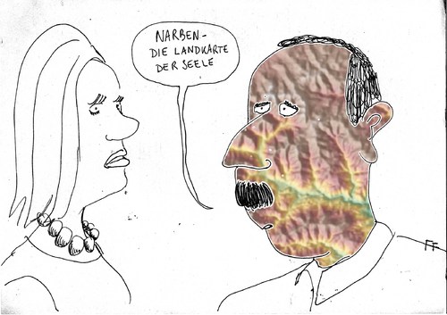 Cartoon: Landkarte der Seele (medium) by Florian France tagged narben,landkarte,der,seele