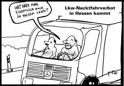 Cartoon: Nachtfahrverbot (medium) by Florian France tagged lkw,nachtfahrverbot,deutschland,strassen,maut,autobahn