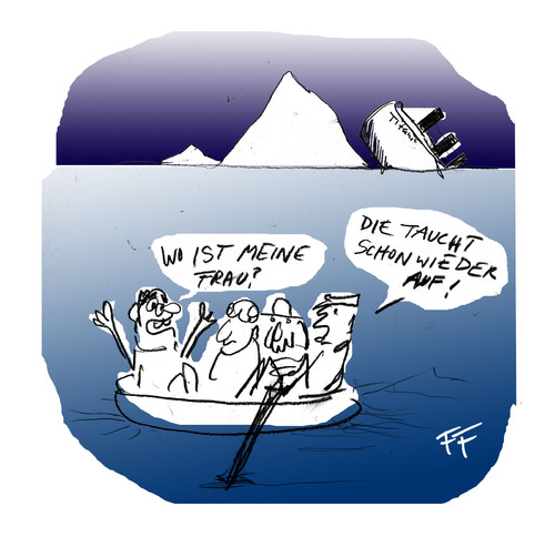Cartoon: no title (medium) by Florian France tagged titanic,frau,auftauchen,wasser,schiffsunglück
