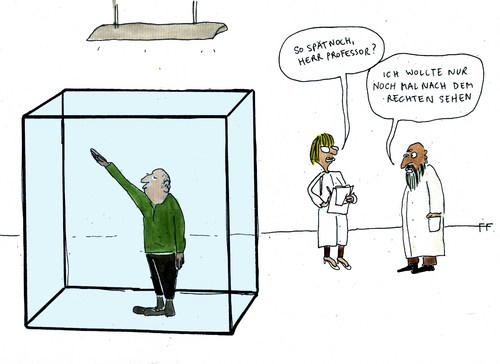 Cartoon: Ohne Titel (medium) by Florian France tagged labor,professor,rechts,links,oben,unten,spät,politik