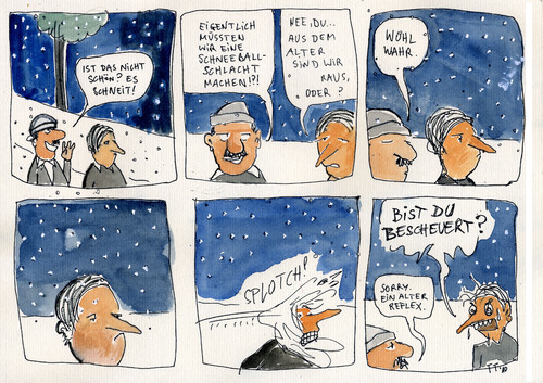Cartoon: Schneeballschlacht (medium) by Florian France tagged schnee,ball,schlacht,winter,vertrauen,auto,motor,sport