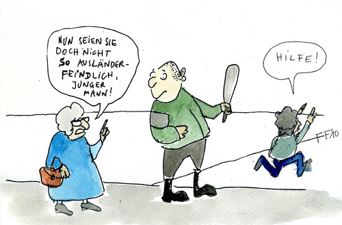Cartoon: Zivilcourage (medium) by Florian France tagged zivilcourage,nazi,opfer,omi