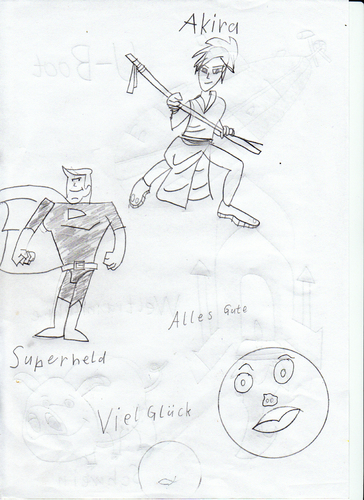 Cartoon: akira superman (medium) by neudecker tagged cartoon,zeichnung,bw,drawing