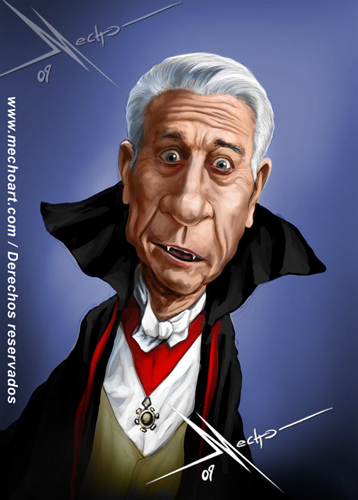 Cartoon: Leslie Nielsen (medium) by Mecho tagged dracula,leslie,nielsen